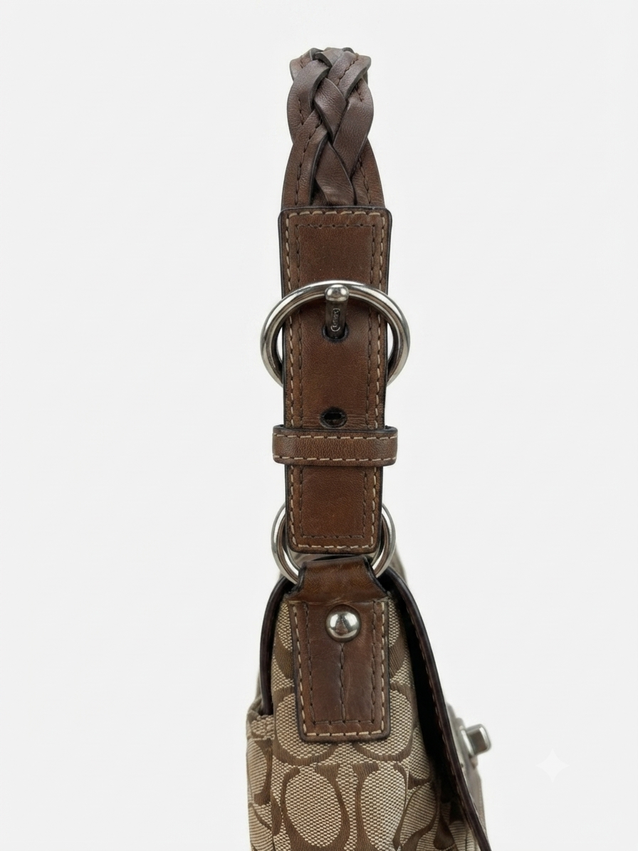 Coach Signature Turnlock Flap Shoulder Bag
