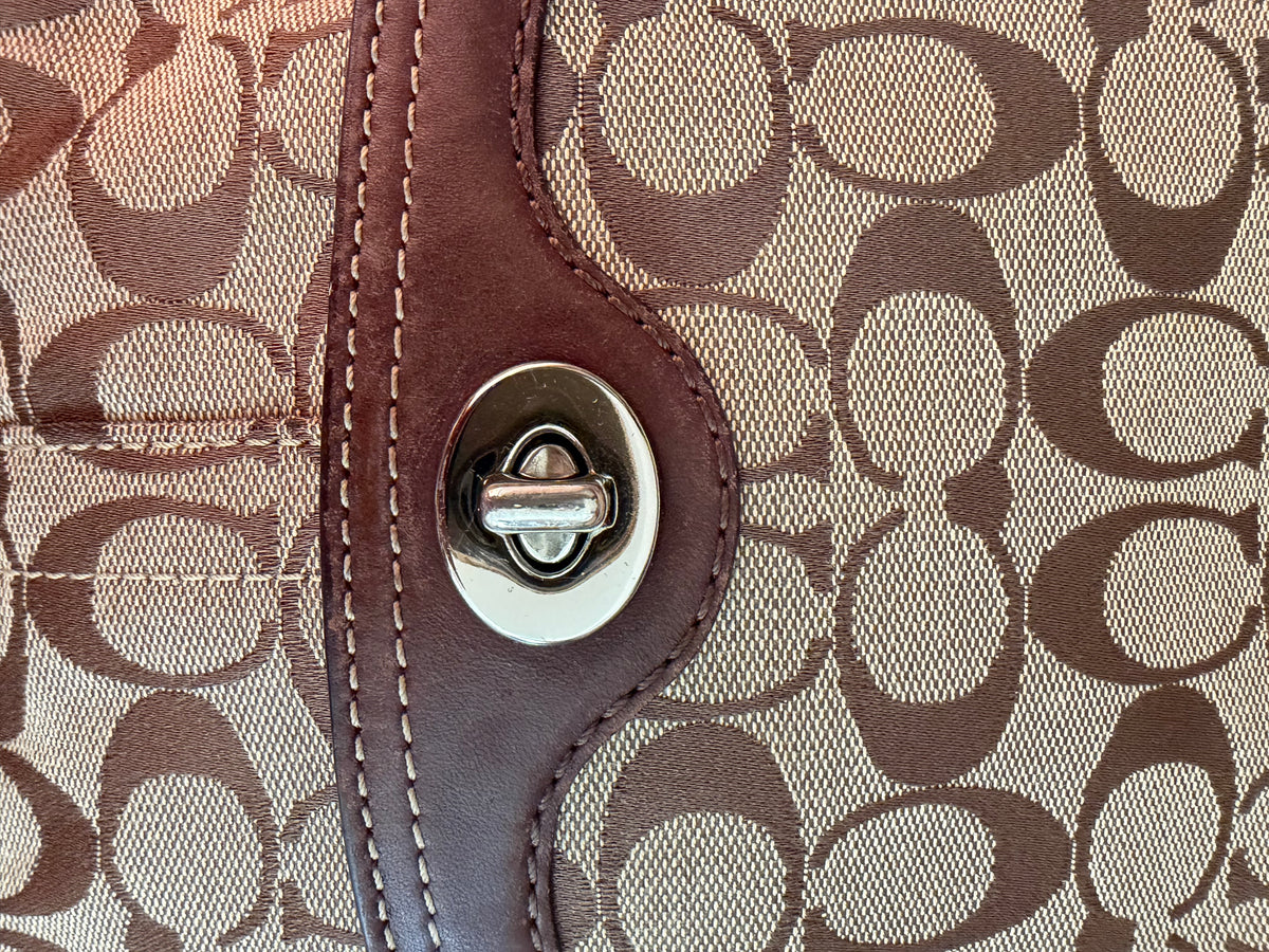 Coach Signature Turnlock Flap Shoulder Bag